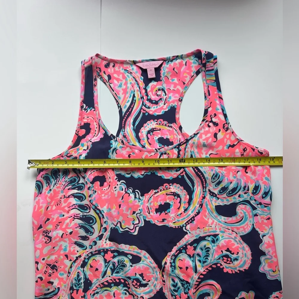Lilly Pulitzer silk paisley Pink and Black Cut Out Tank Top shirt m - Picture 4 of 6